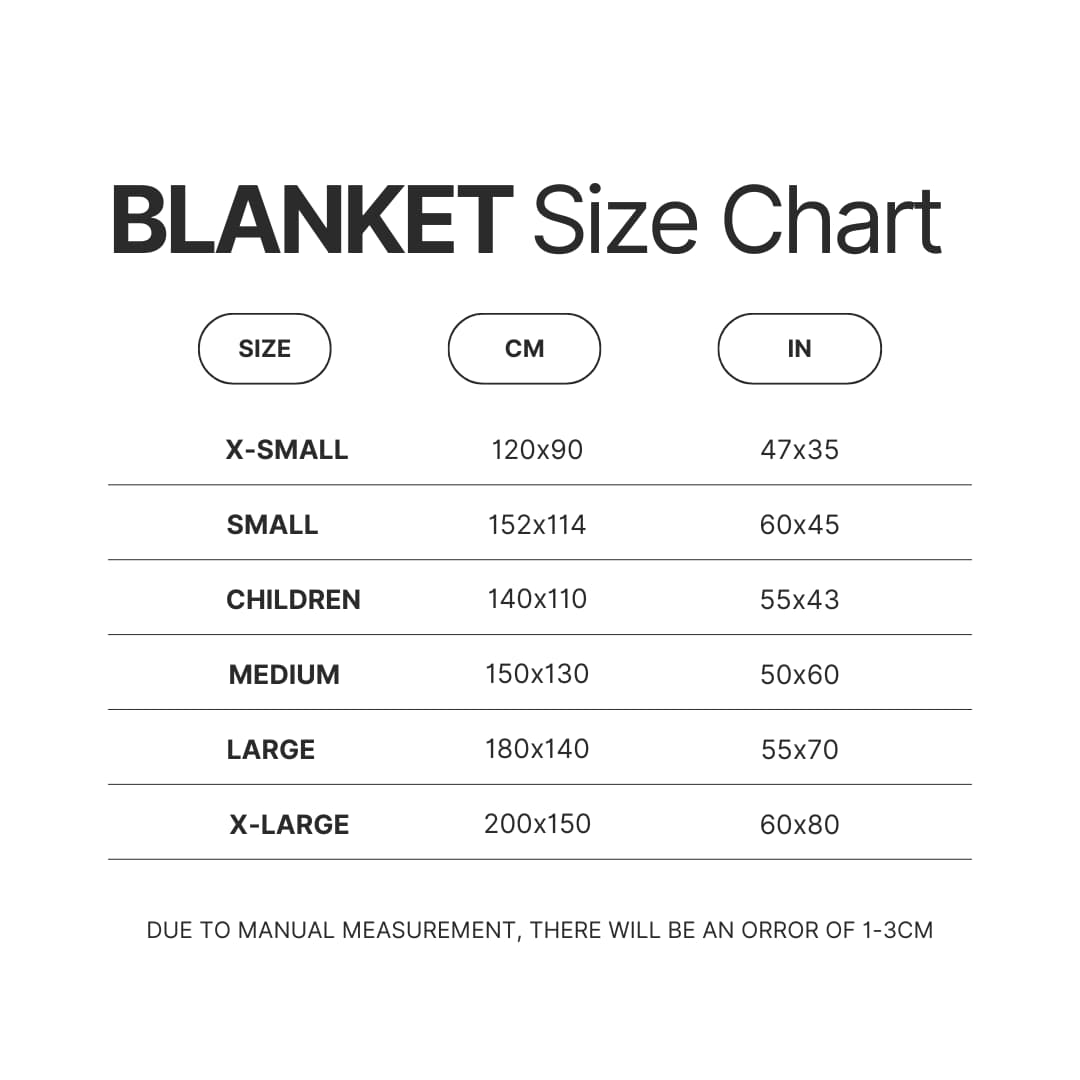 Blanket Size Chart - Cody Ko Shop