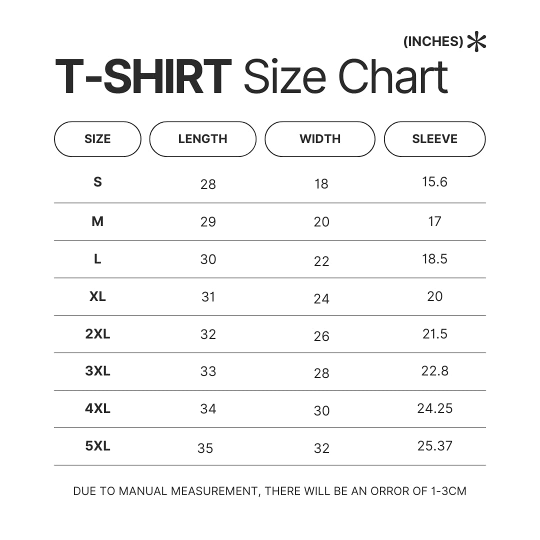 T shirt Size Chart - Cody Ko Shop