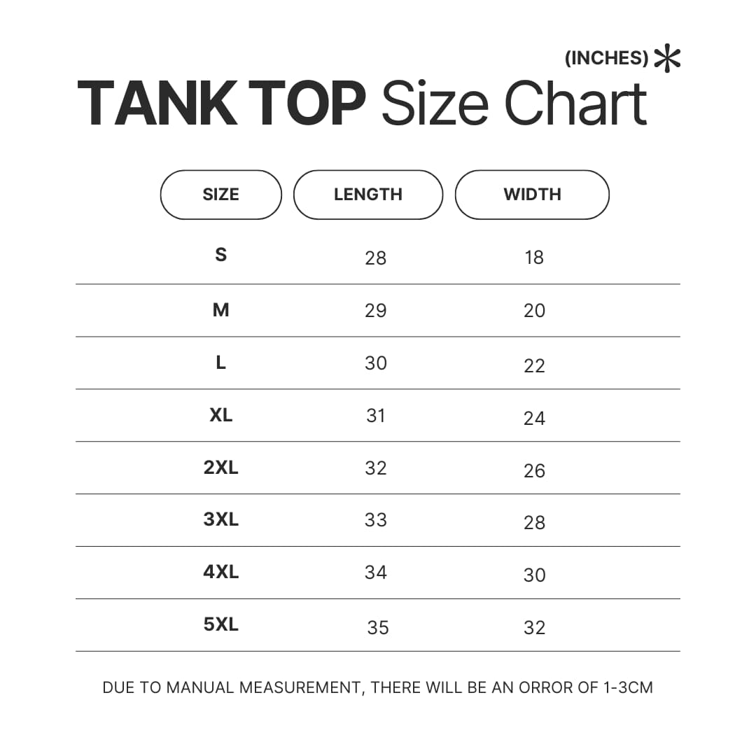 Tank Top Size Chart - Cody Ko Shop