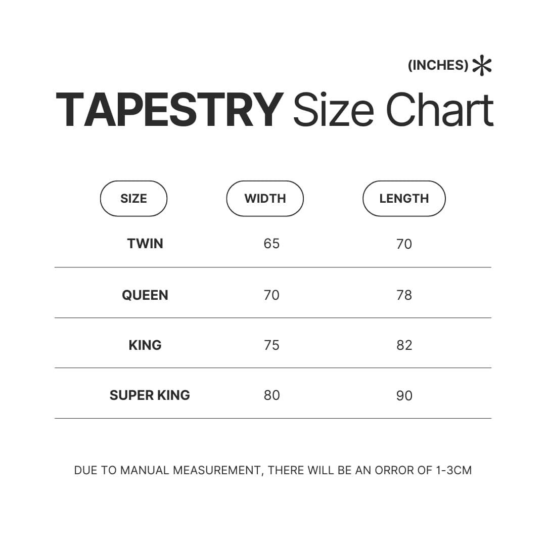 Tapestry Size Chart - Cody Ko Shop