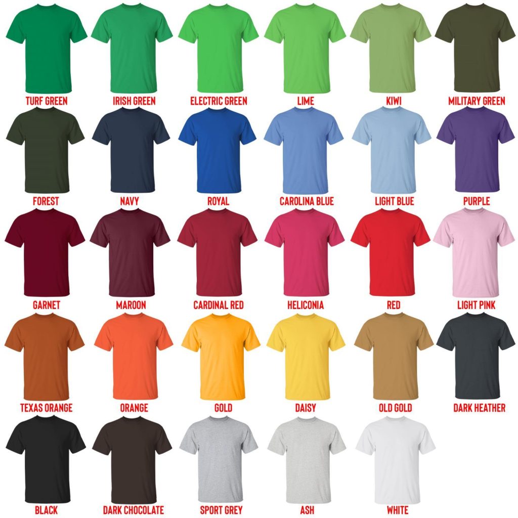 t shirt color chart - Cody Ko Shop