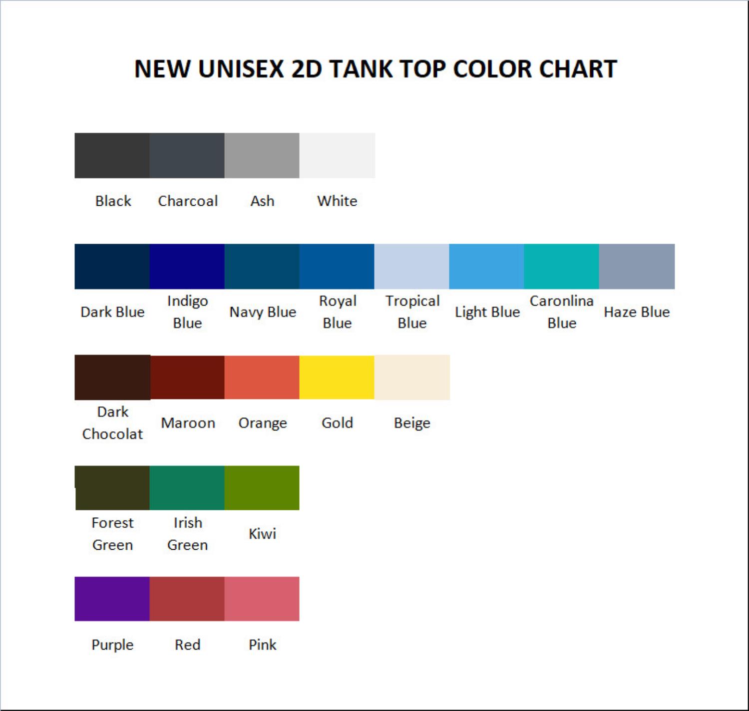 tank top color chart - Cody Ko Shop